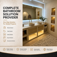 Ensemble de salle de bain moderne et minimaliste personnalisé avec toilettes intelligentes et baignoire autoportante pour solutions d'hébergement (gîtes, auberges, chambres d'hôtes)