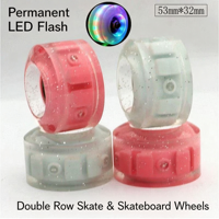 Roues de patins à roulettes en PU clignotantes 53x32mm, s'illuminent avec roulements préinstallés pour patins à roulettes et skateboards, multicolores