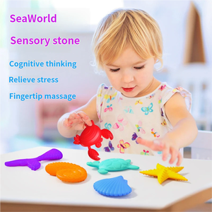 New Designs 6 Pcs Soft Silicone Round Magnetic Sensory Stone <b>Fidget</b> <b>Toy</b> for Kids Adults with ADHD SPD Biting Anxiety Relief - Product Image 4
