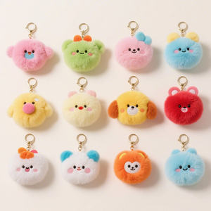 Peluche personnalisée Kawaii Fluffy couleur boule de fourrure porte-clés boules pompon porte-clés pompon pour les femmes - Product Image 5