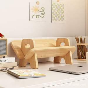 Natural Wood Desktop Bookshelf Rectangle Minimalist <b>Standing</b> Type Durable <b>Book</b> Rack For Student Storage - Product Image 4