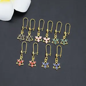 JXX wholesale price brass jewelry gold plated colourful geometric dangle drop earrings fashion