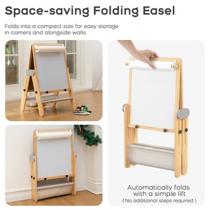 Caballete <span class=keywords><strong>3</strong></span> en 1, Caballete Magnético de Doble Cara para Niños, Altura Ajustable, Caballete de Madera para Niños, Juguete Educativo, Caballete de Arte Plegable para Niños - Product Image 4