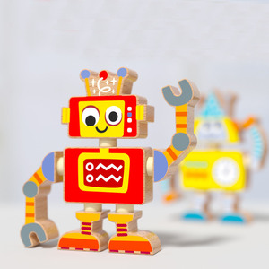 <span class=keywords><strong>Robot</strong></span> Educativo Montessori, <span class=keywords><strong>Gioco</strong></span> di Assemblaggio Creativo, <span class=keywords><strong>Robot</strong></span> in Legno da Costruire - Product Image 1