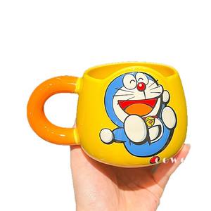 Doraemon Ceramic Mug Yellow With Handle Cartoon Design For Coffee And Milk Cup Gift For Students Office Workers - Product Image 1