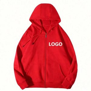 Sweat à capuche zippé oversize pour homme, en coton épais avec doublure polaire douce, motif uni, collection automne, offre ODM - Product Image 1