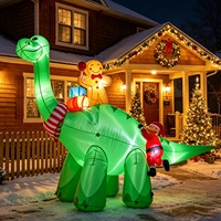 Décorations de Noël gonflables extra-larges pour l'extérieur, dinosaures et Père Noël, figurines de jardin avec lumières brillantes pour une utilisation en extérieur