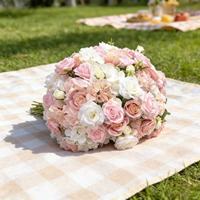Centres de table artisanaux en roses vertes, blanches et roses, boule de fleurs, arrangement floral artificiel, centres de table floraux en gros