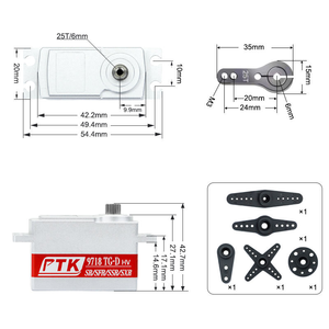 Servomoteur numérique PTK 9718 TG-D HV, moteur brushless ultra-rapide 0,042s, couple de 23 kg, boîtier CNC en aluminium pour système de contrôle de mouvement - Product Image 3