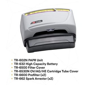 Kit respirateur PAPR 3M Versaflo TR-600-HIK, protection industrielle contre la poussière et les gaz, masque facial complet réutilisable avec ventilateur 180 L/min - Product Image 6