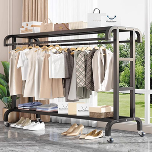 <span class=keywords><strong>Porte</strong></span>-vêtements en acier avec roues roulantes et organisateur de cadre de séchage de couette - Product Image 5