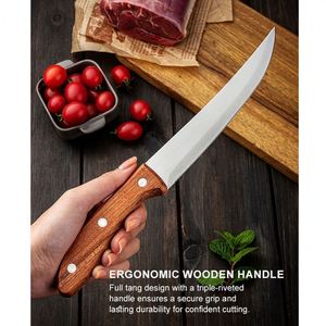 Factory Custom Cheap Wood Handle <b>Sharp</b> Serrated Blade Steak <b>Knife</b> Stainless Steel <b>Kitchen</b> Cooking Paring Boning <b>Knives</b> Set - Product Image 4