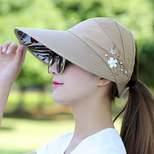 Hat Summer Shade HHt for Women <b>Foldable</b> <b>Beach</b> Large Brimmed Hat UV Cycling Empty Top - Product Image 4