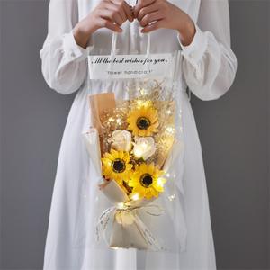 ช่อดอกกุหลาบแบบพกพา + ไฟ LED + ถุงของขวัญกล่องของขวัญดอกไม้วันวาเลนไทน์ของขวัญวันเกิดช่อดอกไม้เจ้าสาว - Product Image 3