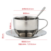 Ensemble de tasses à café en acier inoxydable 304, tasses à café avec cuillère et plateau, tasses à expresso à double paroi, adaptées au café latte