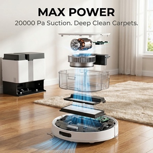 เครื่องดูดฝุ่นไร้สายแบบหุ่นยนต์ ดูดฝุ่นได้ทั้งแบบเปียกและแห้ง แรงดูด 20000pa ควบคุมด้วยเสียง 3 in 1 - Product Image 5