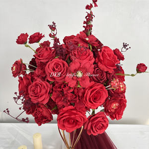 Suministros de adornos para bodas, bolas de flores rojas artificiales, centros de mesa, decoración de mesa, bolas florales artificiales - Product Image 2