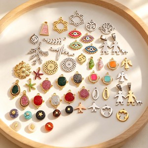 F397 Bijoux tendance faits main sur mesure, zircon émaillé, acier inoxydable plaqué or 18 carats PVD, pendentifs étanches, breloques, bijoux de mode - Product Image 4