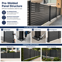 Clôture semi-privée à lattes horizontales en aluminium 6063-T5 sur mesure, revêtement poudré, panneaux de clôture de jardin modernes pour l'extérieur
