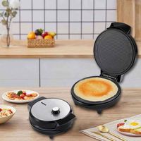 Mini Crêpière Électrique Portable en Acier Inoxydable et Fonte Antiadhésive avec Thermostat Automatique pour Crêpes Françaises et Belges, Idéale pour Hôtels et Usage Domestique