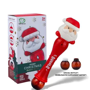 Kerst Toverstaf Bubble Elektrische Bubble Maker Machine Met Licht En Muziek Handheld Kerstman Bubble Wands Set Voor Kids