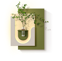 Hydroponique plante verte décorative bricolage Vase en trois dimensions grès applique murale haut de gamme peinture sur bois pour salon