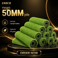 Gazon artificiel vert vif en rouleau, tapis de pelouse en PE, hauteur de 50 mm, pour terrain de football, cour arrière, salle de sport intérieure