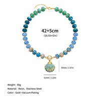 Collier ras du cou de luxe en acier inoxydable avec fermoir OT, pendentif en acier inoxydable et perles en résine colorée, style européen et américain