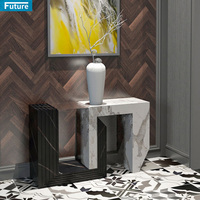 Support de lampe à pied en forme de cube en marbre, cube sur socle, socle rond pour boîte de lampes, tables de chevet pour décoration intérieure