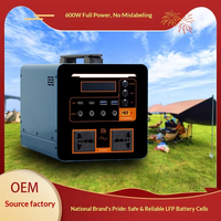 Power Bank LiFePO4 Portabel 600W untuk Luar Ruangan 220V Kapasitas Besar Gelombang Sinus Murni Penyimpanan Energi RV Baterai Lithium Daya Tinggi
