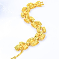 Bracelet tendance Zhenheng de luxe unisexe plaqué or 24 carats avec zircon creux de 15 mm et micro-incrustations, idéal comme cadeau
