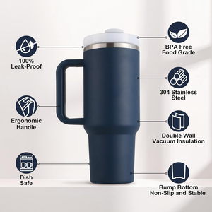 Gourde isotherme personnalisable en acier inoxydable 40oz, anti-fuite avec couvercle à clapet et paille, modèle Aventure Vert - Product Image 3
