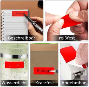Étiquettes thermiques rouges en vinyle 25 mm x 50 mm en rouleau, autocollantes, rectangulaires, étanches, pour adresses, codes-barres, codes QR, bricolage - Product Image 3