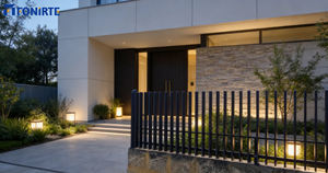 Panneaux de clôture verticaux, clôture à lames <span class=keywords><strong>pour</strong></span> usage commercial, PRINCETON METAL, résidence, revêtement en poudre, sans rouille, clôture en aluminium 3D, intimité - Product Image 4