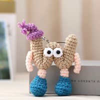 Porte-clés en peluche court fait main au crochet, motif lettre, anti-stress, mignon, alphabet, pour sac à dos, anniversaire
