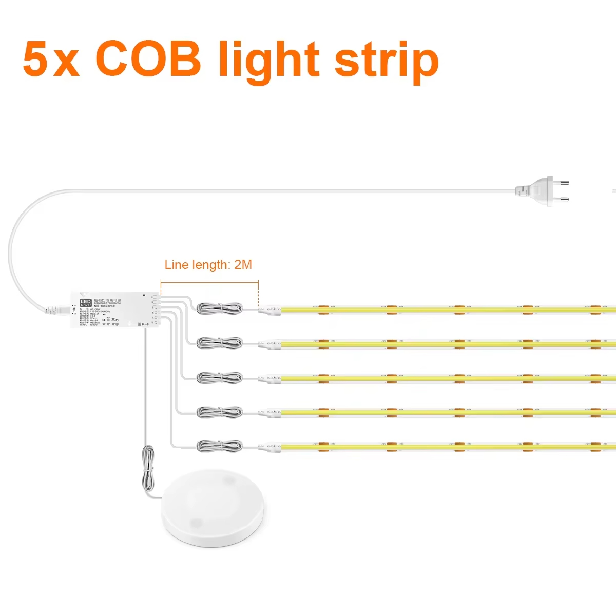 Bande LED 5 lumières chaudes + alimentation