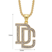 Kalung Liontin DC Bertabur Berlian CZ Personalisasi untuk Rapper, Bahan Stainless Steel PVD, Perhiasan Fashion Pria, Grosir