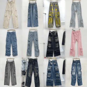 Pantalones de Trabajo para <span class=keywords><strong>Mujer</strong></span>, Gruesos, Retro, de Pierna Recta, con Múltiples Bolsillos, Cintura Media, Talla Grande, Corte Holgado - Product Image 3