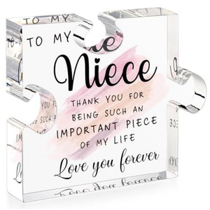 Plaque personnalisée en acrylique gravée pour maman, bloc acrylique en forme de puzzle, ornement pour ma maman, décoration de table, fabricant dropshipping - Product Image 1