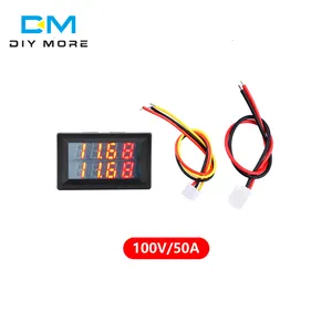 DC 0-100V 50A Voltímetro digital Amperímetro Detector de voltaje de pantalla dual Panel de medidor de corriente LED rojo azul