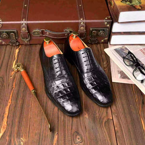 Zapatos Oxford de cuero genuino de alta gama, estilo británico, formales de negocios, con cordones, punta cerrada, hechos a mano, antideslizantes, para novio, Evergreen - Product Image 4