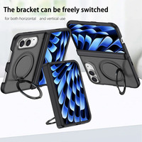 Étui de téléphone pliable antichoc magnétique avec protection à 360° °   Support rotatif pour anneau, protection complète des charnières et verre trempé pour iPhone Duo