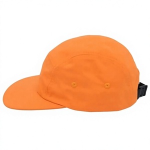 Casquette de baseball à profil bas 5 panneaux orange ajustée à visière plate unisexe décontractée respirante imperméable 100 % coton pour l'été - Product Image 1