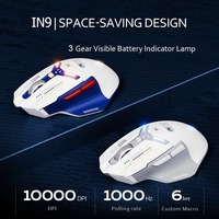 Inics IN9 Mouse Gaming Bluetooth nirkabel, Mouse Gaming dua mode ergonomis RGB PUBG/LOL/CSGO untuk Desktop Laptop