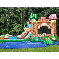 Château gonflable 18 oz 1000D PVC Mine Gamer Moonwalk avec toboggan et piscine