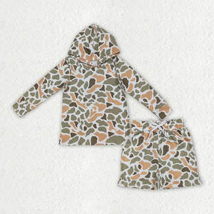 เด็กทารกชายแขนยาวเสื้อฮู้ดกางเกงขาสั้นเสื้อผ้าชุดลายพราง - Product Image 5