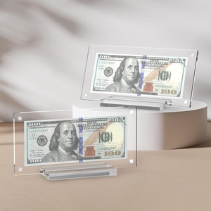 Wholesale Acrylic Dollar Bill Display Frame Transparent Stand Base Easy Assembly Custom Logo Custom Size for Garment Displays - Product Image 1