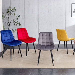 Chaises de salle à manger de restaurant confortables et luxueuses modernes en tissu gris en cuir velours rembourrées - Product Image 3