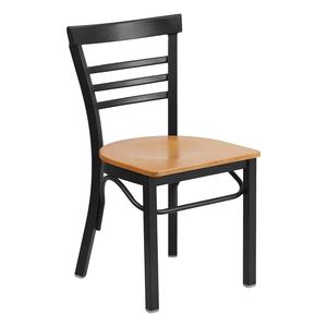 Silla de café para banquetes al aire libre, muebles de restaurante, sillas de Hotel, silla de restaurante de Metal con respaldo <span class=keywords><strong>Vertical</strong></span> negro con asiento de madera Natural - Product Image 2
