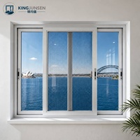 Ventana Corredera Horizontal Moderna AS2047 de Doble Acristalamiento de Aleación de Aluminio con Vidrio Resistente a Huracanes para Exteriores de Villas Costeras